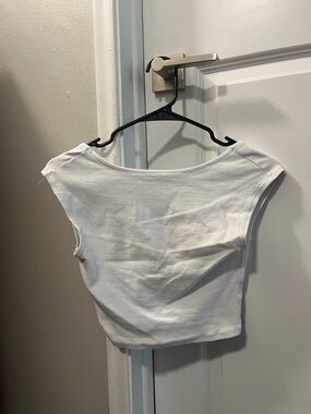 Cotton On White Cropped Boatneck Top